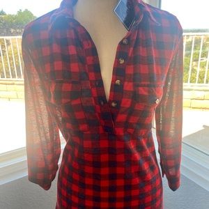 NWT Flannel Stretch Tee-Size L